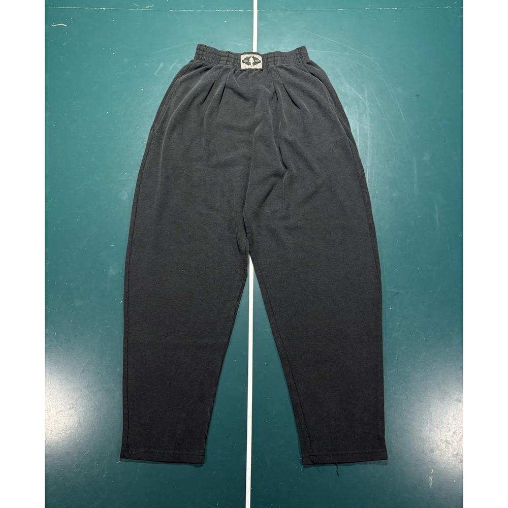 Vintage 80s Gold's Gym Sweatpants Men's L Black Pleated Waffle Knit Bodybuilding